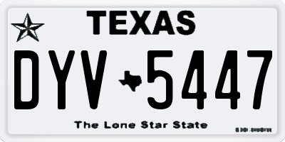 TX license plate DYV5447