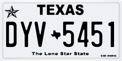TX license plate DYV5451