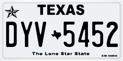 TX license plate DYV5452