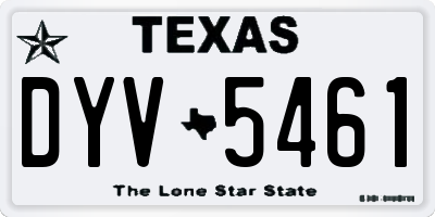 TX license plate DYV5461