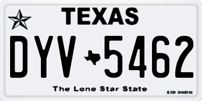 TX license plate DYV5462