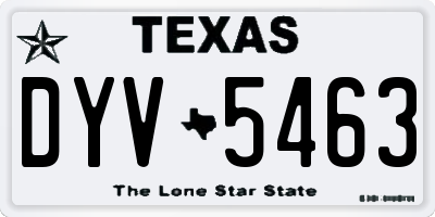 TX license plate DYV5463