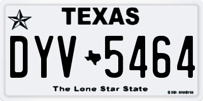 TX license plate DYV5464