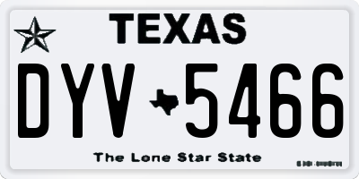 TX license plate DYV5466