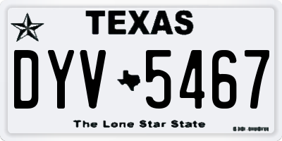 TX license plate DYV5467