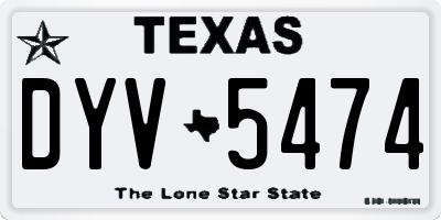 TX license plate DYV5474