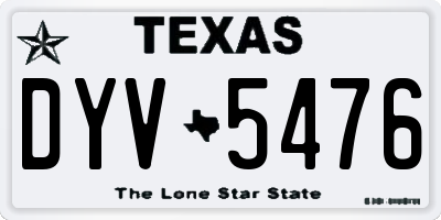 TX license plate DYV5476