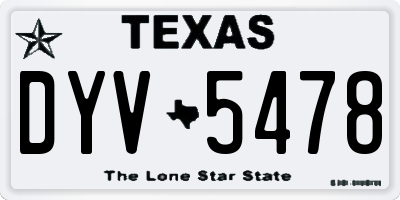 TX license plate DYV5478