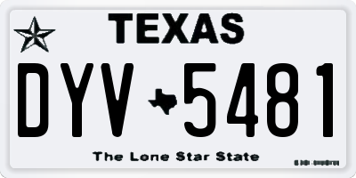 TX license plate DYV5481