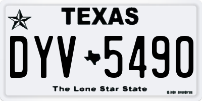 TX license plate DYV5490