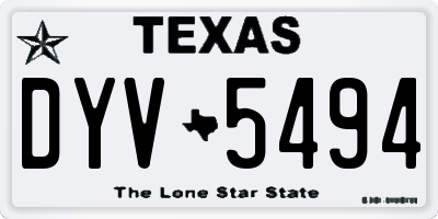 TX license plate DYV5494