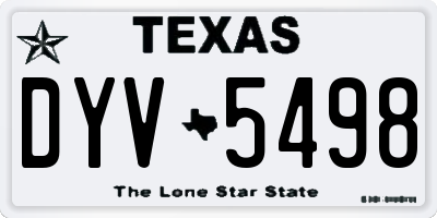 TX license plate DYV5498