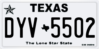 TX license plate DYV5502