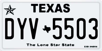 TX license plate DYV5503