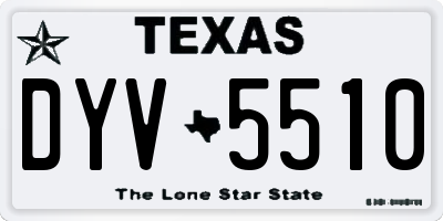 TX license plate DYV5510