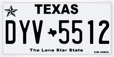 TX license plate DYV5512