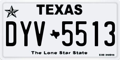 TX license plate DYV5513