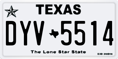 TX license plate DYV5514