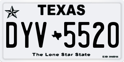TX license plate DYV5520