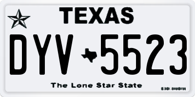 TX license plate DYV5523