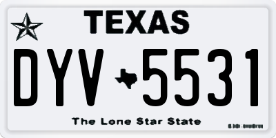 TX license plate DYV5531