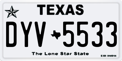 TX license plate DYV5533