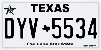 TX license plate DYV5534