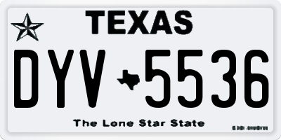 TX license plate DYV5536