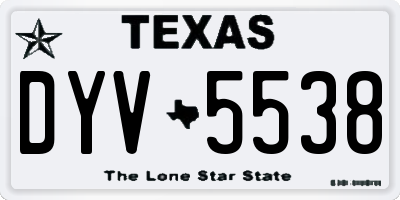 TX license plate DYV5538