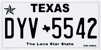 TX license plate DYV5542