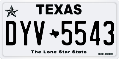 TX license plate DYV5543