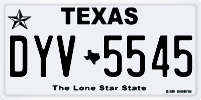 TX license plate DYV5545