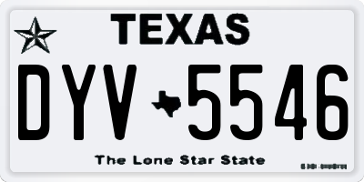 TX license plate DYV5546