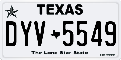 TX license plate DYV5549
