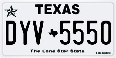 TX license plate DYV5550