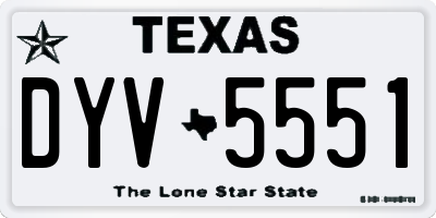TX license plate DYV5551