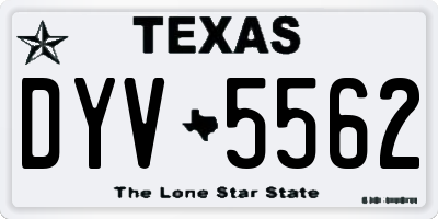 TX license plate DYV5562