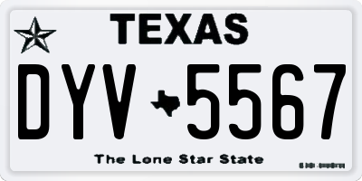 TX license plate DYV5567
