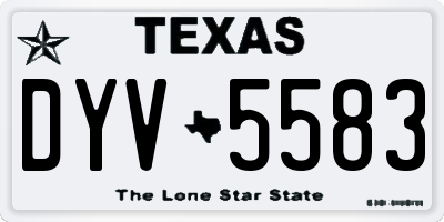 TX license plate DYV5583