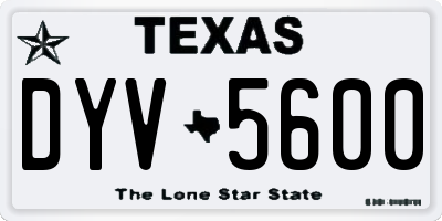 TX license plate DYV5600