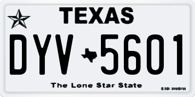 TX license plate DYV5601