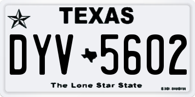 TX license plate DYV5602
