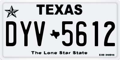 TX license plate DYV5612