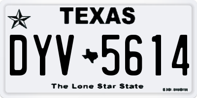 TX license plate DYV5614