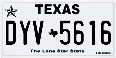 TX license plate DYV5616