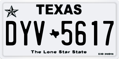TX license plate DYV5617