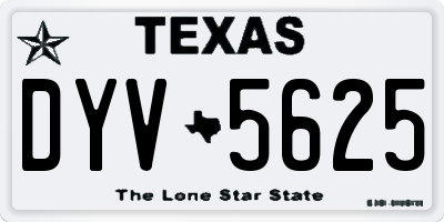 TX license plate DYV5625