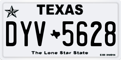 TX license plate DYV5628