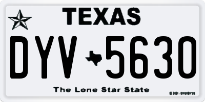 TX license plate DYV5630
