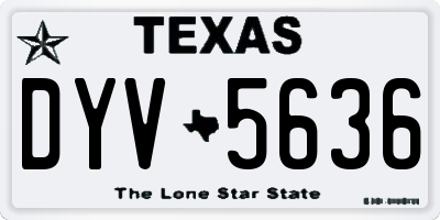 TX license plate DYV5636